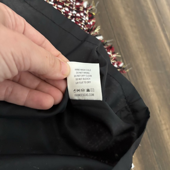 NWT Sz S Fitted Tweed Trumpet Flare Ruffle Skirt Red Pink White Gold Y2K Style - Picture 7 of 10